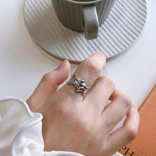 925 Sterling Silver Cross Knotted Friendship Ring Japan Korea Design Index Finger Open Ring Girls Knot Promise Ring Gift for Her