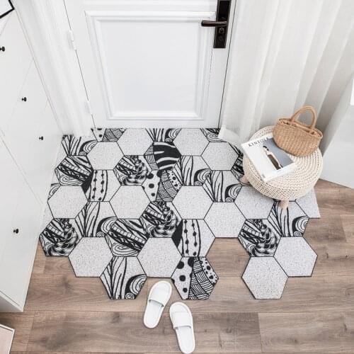 Hallway Balcony Indoor Outdoor Entrance Door Mat Carpet PVC Silk Loop Printed Pattern Door Mats Anti-slip Waterproof Mats Carpet