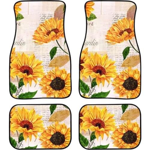 Aimaao Sunshine Sunflowers Pattern Car Mats With Non Slip Rubber Backing Foot Mats Universal Fit Most Vehicles Waterproof