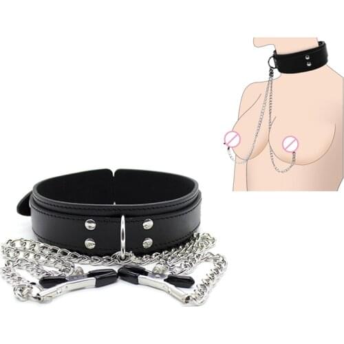 Sex Toys Fantasy Nipple Clamps Breast Clamps Neck Collar Bondage Slave Bound Necklace Fetish Role Play Erotic Toys