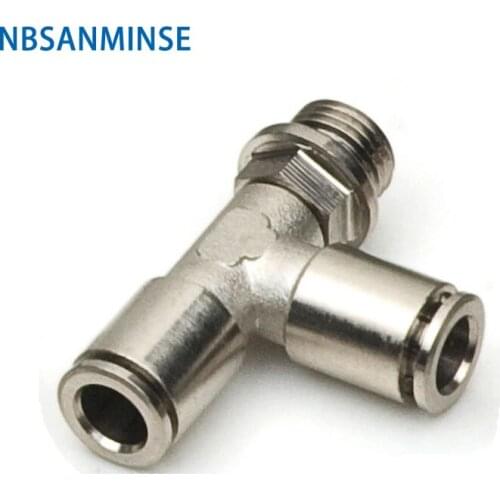 NBSANMINSE 10Pcs/lot MPST M5 1/8 1/4 3/8 1/2 Brass Fittings Male Run Tee Pneumatic Fitting Tube Air Fitting for PU PA Automation