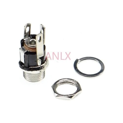 20PCS metal dc power jack socket connector dc-021 5.5*2.1mm panel mount 5.5X2.1MM FEMALE DC025M