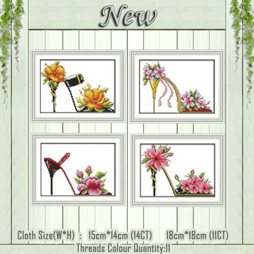 Fashion high heel flower painting counted print on the canvas DMC 11CT 14CT kits chinese Cross Stitch embroidery needlework Sets