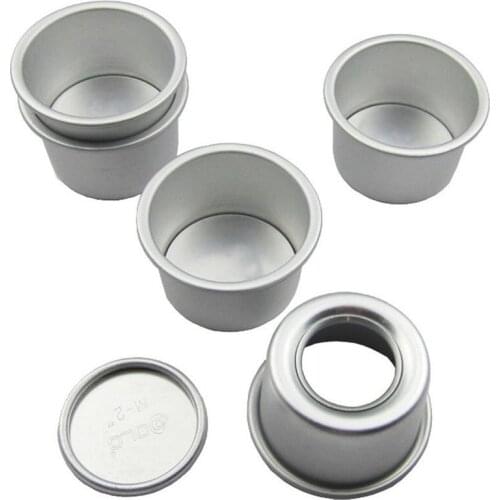 New 2 Inch Anodized Aluminum Round Cupcake Pan Chiffon Cake Pudding Mold Baking Mould with Removable Bottom