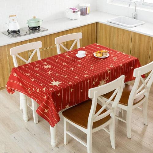 New Merry Christmas Tree Ornament Ball Blessing Words Pattern Waterproof Linen Table Cloth Home Kitchen Decorative Tablecloth