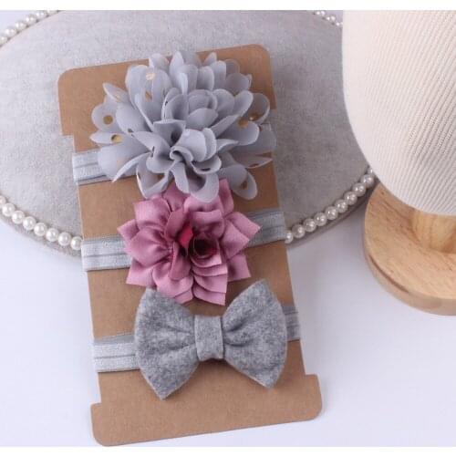 New 3pcs/set Baby Girl Bows Hair Accessories Chiffon Flower Headband Bow knot Party Princess Dress Decoration High Quality