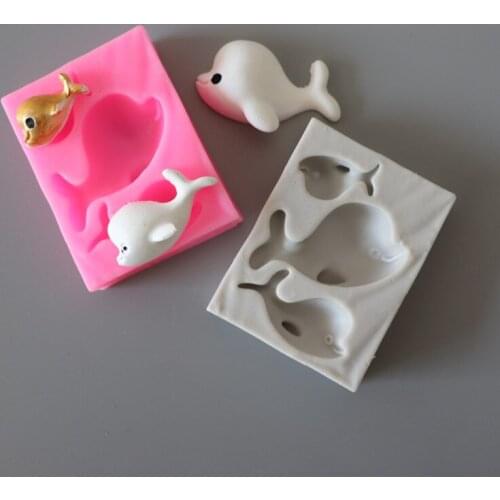 Ocean Series Cute Dolphin Fondant Silicone Mold Chocolate Epoxy Silicone Mold Resistance Cake Decoration Tools