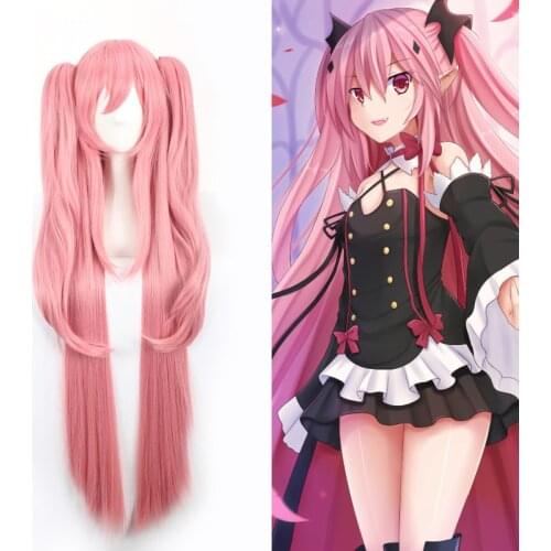Krul Tepes 100CM Long Straight Wig Owari no Seraph Of The End Synthetic Hair Anime Cosplay Wig Ponytail Wigs