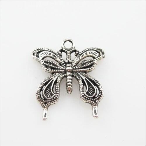 12 New Charms Tibetan Silver Lovely Butterfly Animal Pendants DIY 23x26mm