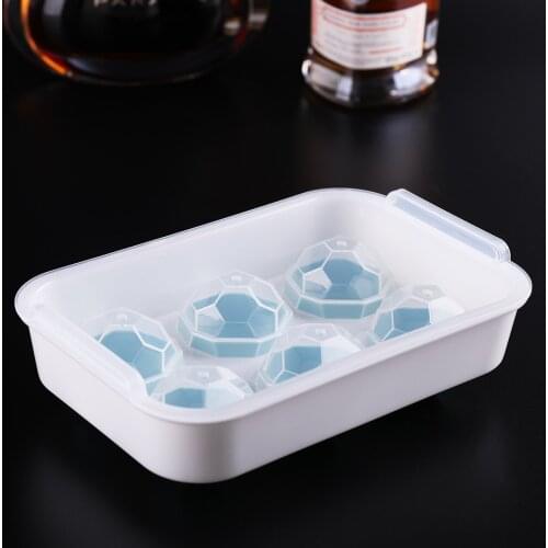 Silicone Large Spherical Ice Tray Household Ice Cube Box With Lid Kitchen Football Shape Whiskey Ice Ball Mold