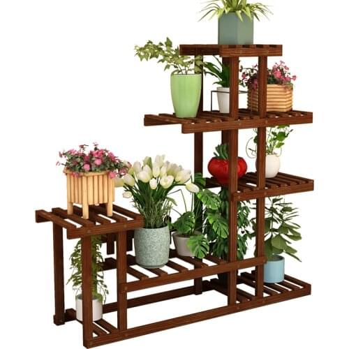 Balcony Flower Shelf Indoor Multi-layer Solid Wood Living Room Home Racks Meaty Green Flower Pots Decorative Plant Stand
