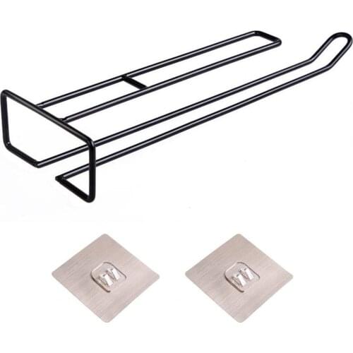 60%HOTWine Glass Rack Punch-free Excellent Bearing Capacity Wrought Iron Multi-use Self Adhesive Glass Holder for Bar