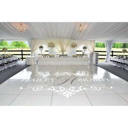 Wedding Dance Floor wall sticker Bride Groom Names & Initial Wedding Floor Monogram Vinyl Floor Decals Wedding home Decor HY155