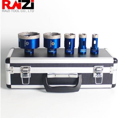 Raizi 5 pcs Diamond Drill Bits with Aluminum Box M14 for Porcelain Tile Granite Stone Drilling 20/25/35/55/68mm Hole Saw Bits