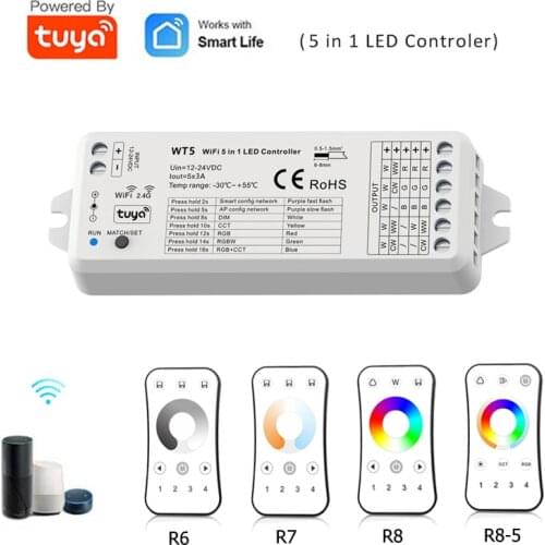 TUYA WiFi Led Controller 12V 24V Dimmer RGB RGBW RGBCCT Strip 2.4G RF Remote Control TUYA Smart Life APP Echo Plus Voice Control