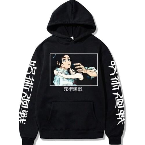 Fad Jujutsu Kaisen Hoodie Casual Hoodies Men and Women Unisex Anime Manga Black Hoodies Tops Clothes