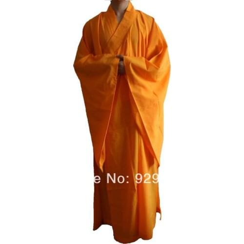 Unisex Buddhist-abbot monks suits robegown martial arts clothes lay uniforms meditation clothing haiqing yellow high quality