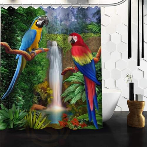 Custom Parrot Waterproof Fabric Bathroom Shower Curtain Parrot 60"x 72" 48"x 72"