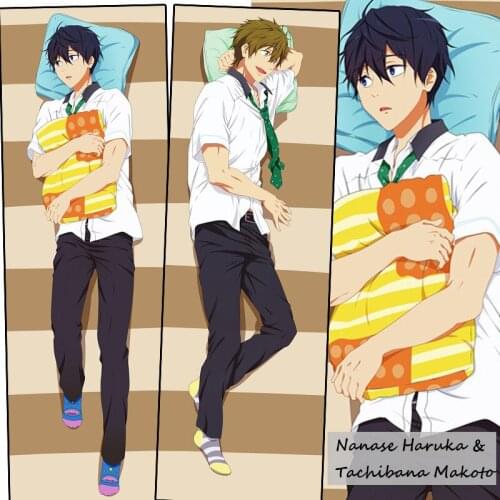 Japanese Anime Free! Iwatobi Swim Club Nanase Haruka & Tachibana Makoto Pillowcase Dakimakura Cushion Pillow Case Cover Hug Body