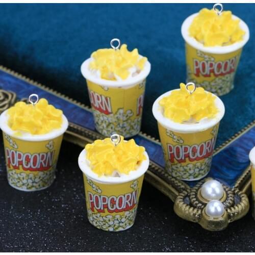 10pcs 3D Popcorn Food Resin Charms for Earring DIY Fashion Jewelry Accessories