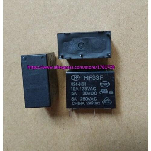 10pcs!! Brand new and original HF33F-005V-HS3,HF33F-012-HS3,HF33F-024-HS3 4pins normally open relay in stock