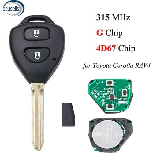 2 Buttons Remote Car Key Fob 315MHz with G/4D67 Chip Inside for Toyota Corolla RAV4 TOY43 Blade