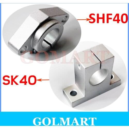 2pcs 40mm horizontal SHF40 Linear Rod Rail XYZ Table CNC Parts, Shaft End rod Supports Horizontal Wellenhalter SK40 stand