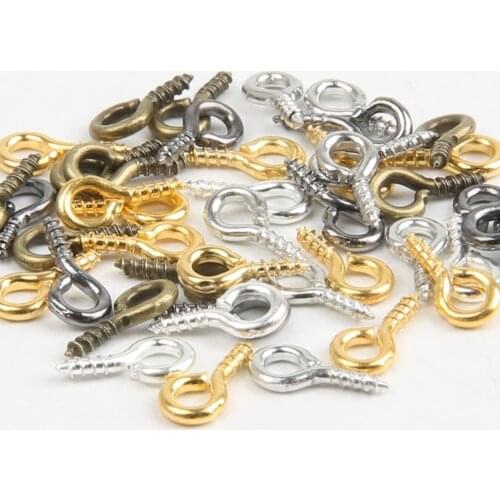 200pcs 4x8mm Mini Eye Pins Eyepins Hooks Eyelets Screw Bail Peg Threaded Clasps For Jewelry Making DIY Charm Earring Connectors