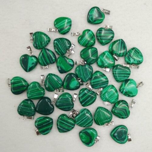 2018 fashion hotselling malachite stone love heart charms pendants for jewelry making 16mm 50pcs/lot Wholesale free shipping