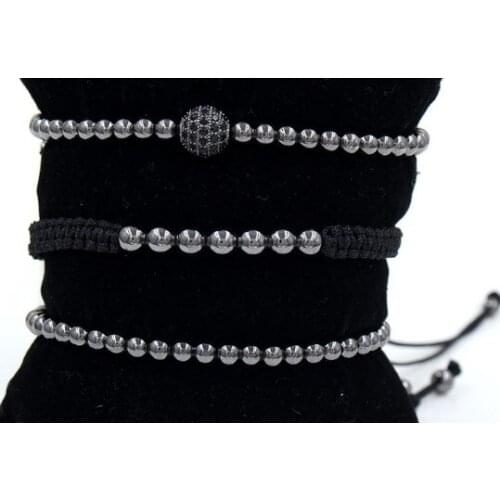 4mm 3PCS/Lot kk56 gold silver Copper cz zircon cubic zirconia elastic ball bead Punk Macrame Chakra Reiki Bracelet Bangles