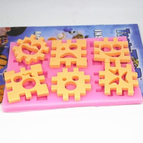 6-cavities Puzzles Blocks Silicone Cake Mold Baking Cube Candy Pans Handmade Biscuit Sugar Craft Bakeware Tool
