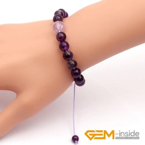 8mm 10mm Natural Amethysts Stone Bracelet, Lucky Stone For Aquarius ,Symbol Of Honesty, Kindness, Wisdom And Aura Free Shipping