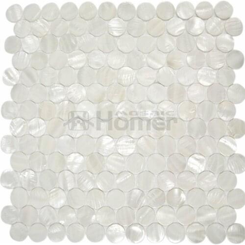 Free shipping! pure white fresh water shell mosaic mother of pearl round mosaic tiles kitchen backsplash bathroom shower