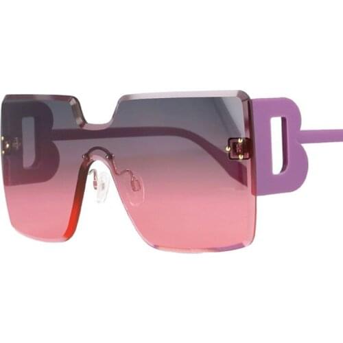 Oversized Square Rimless One Lens Sunglasses Fashion Designer Men Women Shades UV400 Vintage Glasses