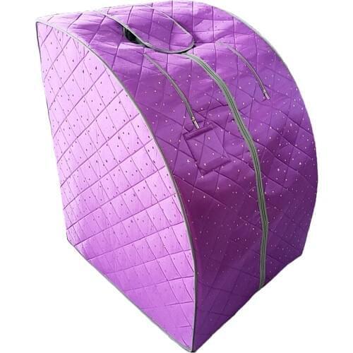 Far Infrared Sauna One Person at Home Portable Full Body SPA Tent with Heating Foot Pad and Portable Chair - Purple