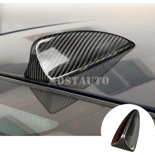 For BMW 5 Series E60 E61 2003-2010 Real Carbon Fiber Exterior Car Roof Shark Fin Antenna Cover Trim Black/Red 1pcs