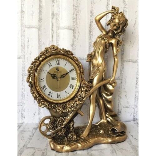 European silent seat clock, large desktop clock, craftsmanship clock, creative pendulum, retro luxury clock living room
