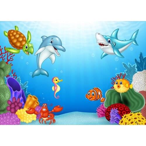 Cartoon Underwater World Animal Collection Children birthday photo first year photo routine photo newborn photo background photo