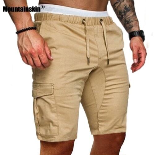 Mountainskin Military Cargo Shorts Summer Shorts Men Elastic Drawstring Fitness Work Casual Breathable Short Pants MT159