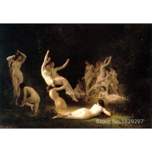Famous portrait painting The Nymphaeum by William Adolphe Bouguereau Hand painted High quality