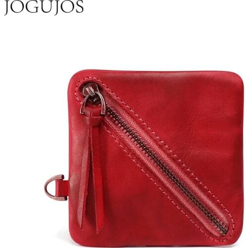 JOGUJOS New Design Coin Purse Genuine Leather Women Men Wallet Short Small Bag Unisex Credit Card Holder Wallet Pochette