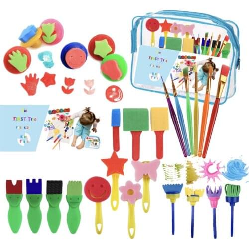 27pcs /set DIY Sponge Graffiti Painting Brushes Drawing Toys For Kids Kindergarten Child Early Educational Toys With Storage Bag