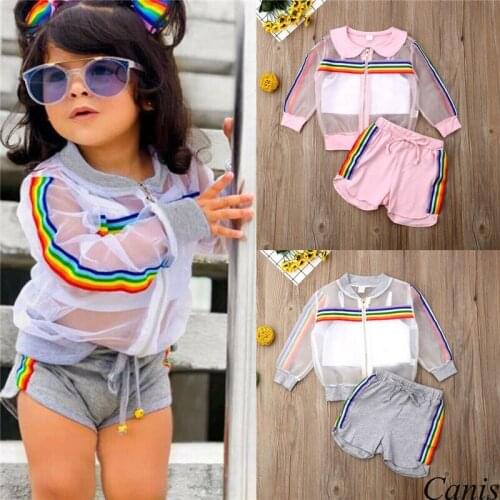 Children Long Sleeve Coat+vest+short Pants Clothing Set Summer Outfit Baby Girl 3pcs Clothes Kid Infant Fashion Set 1-7 Years