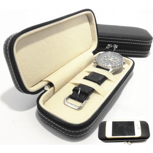 New Single Watch Storage Boxes Case PU Leather Watch Display Box Convenient Mens Mechanical Watch Organizer Black Gift Cases