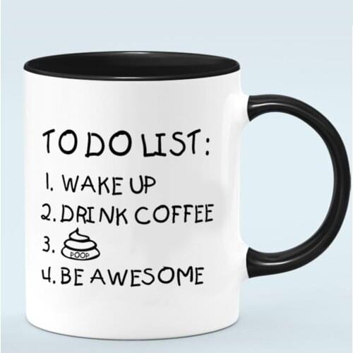 Wake Up Drink Coffee Be Awesome 11oz Ceramic Coffee Mug Funny Ceramic 350ml Good Morning Milk Cup