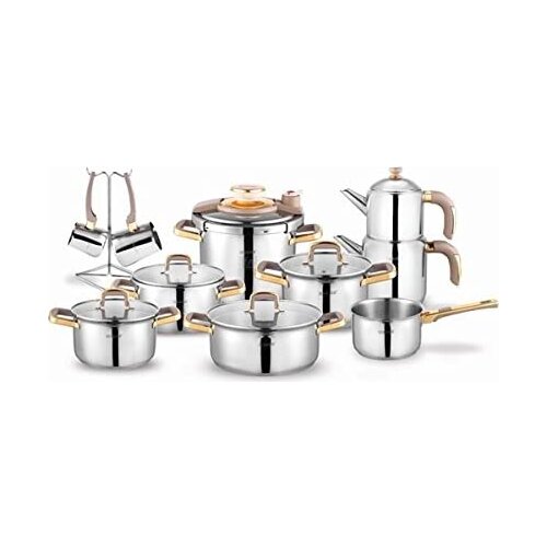 Schafer 18 Piece Alia Cookware (Gold)/Internal Surface Coating Steel