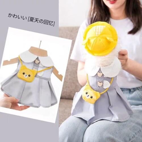 Summer Pet Dog Clothes Puppy Cat Dress Bag Set Cute bear Dog Skirts Vest Shirt for Small Medium Dog Hawaiian Cool Clothing