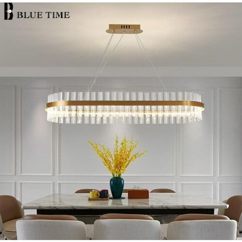 Minimalist LED Chandeliers for Living Room Dining Room Kitchen Decor Pendant Hanging Lighting Luxury Crystal Lustre Chandeliers