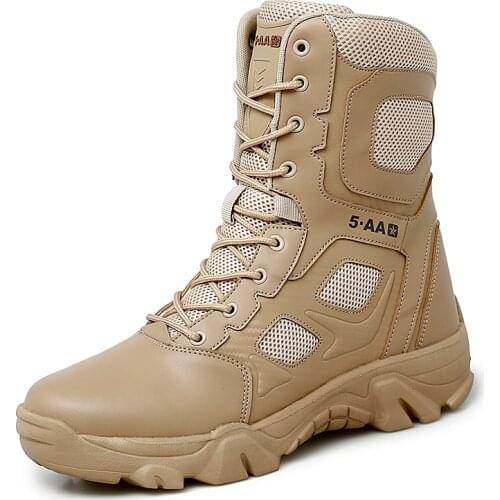 Winter Military Tactical Boots For Men Leather Outdoors Round Toe Sneakers Men Combat Desert High Ankle Boots Black Casual Shoes