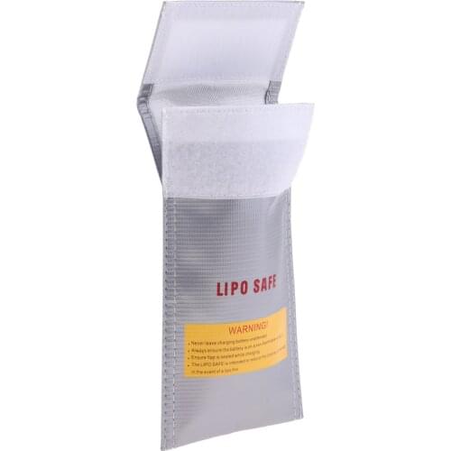 Lipo Battery Fireproof Explosion-proof Bag Storage Guard Safe Charging Holder Pouch with Hook & Loop Closure